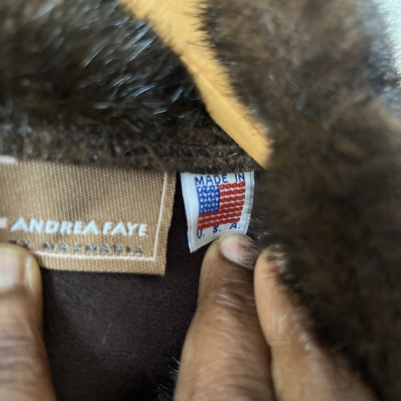 Brown Faux Fur Women Vest by Andrea Faye Classic Outerwear Zip Collar USA XL - Picture 10 of 16